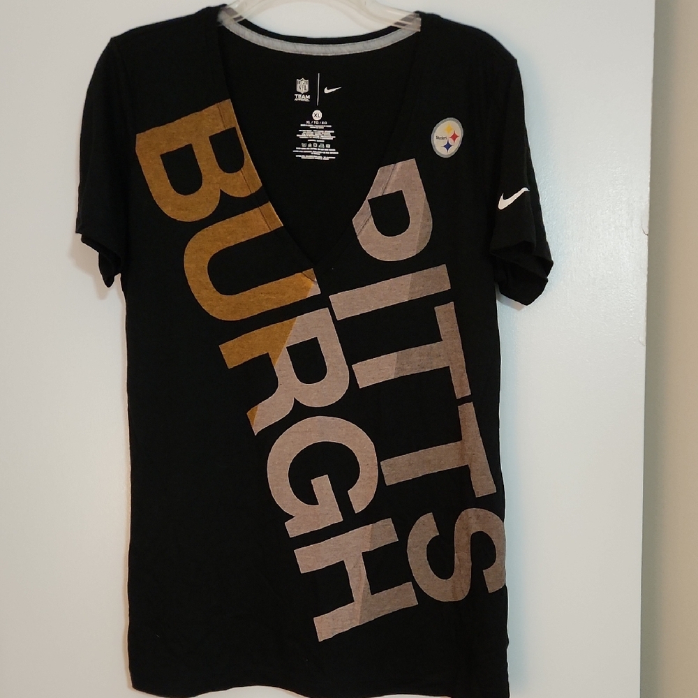 Nike Black Tee with Gold and Silver Pittsburgh Design